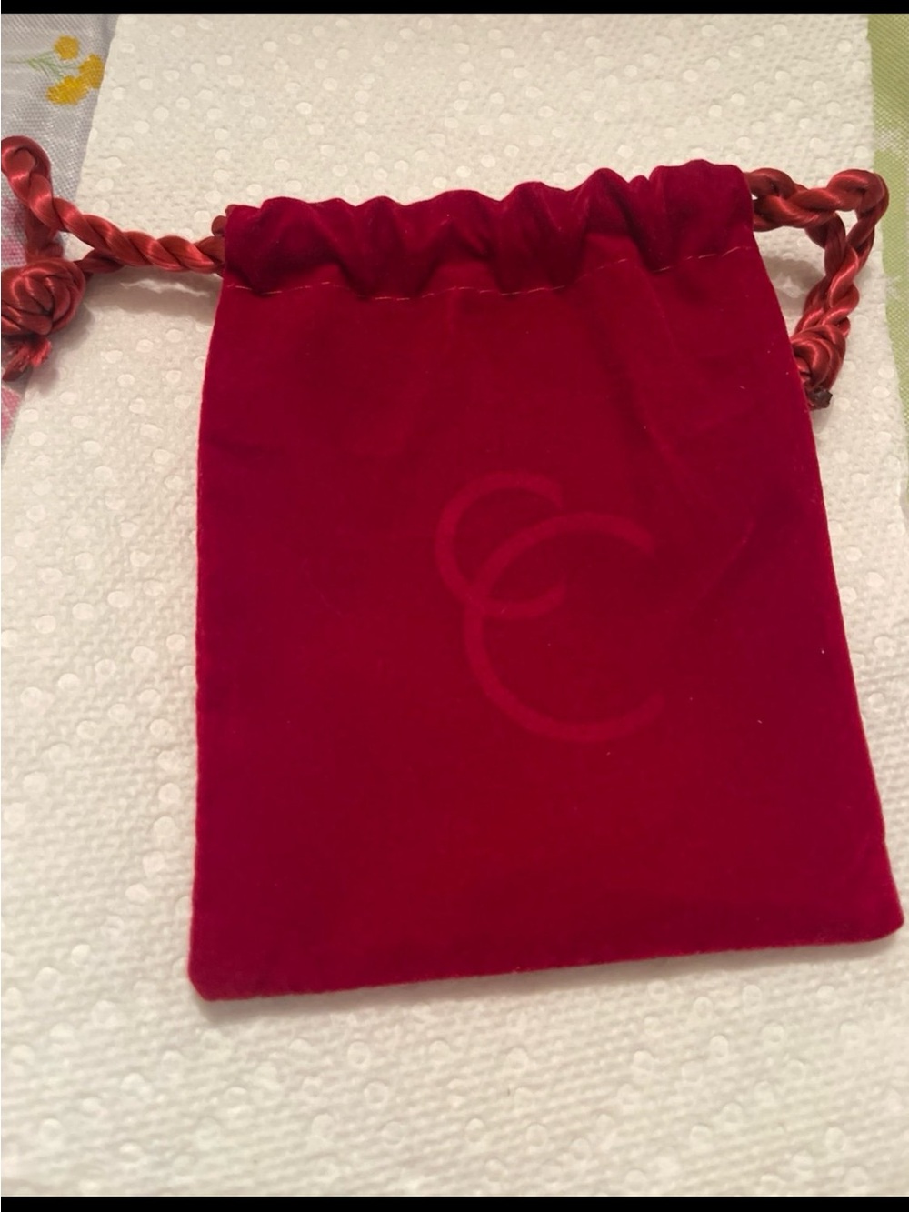 Red Velvet Drawstring Jewelry Pouch